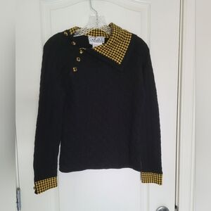 Carlisle Silk Cashmere Blend Black & Yellow Sweater